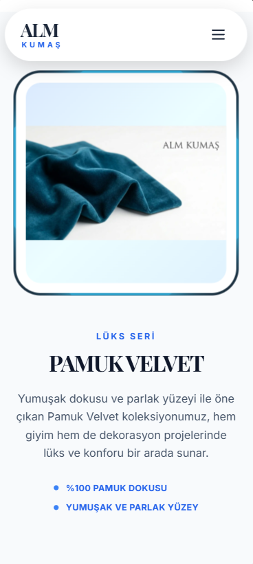 ALM Kumaş mobil görünümü