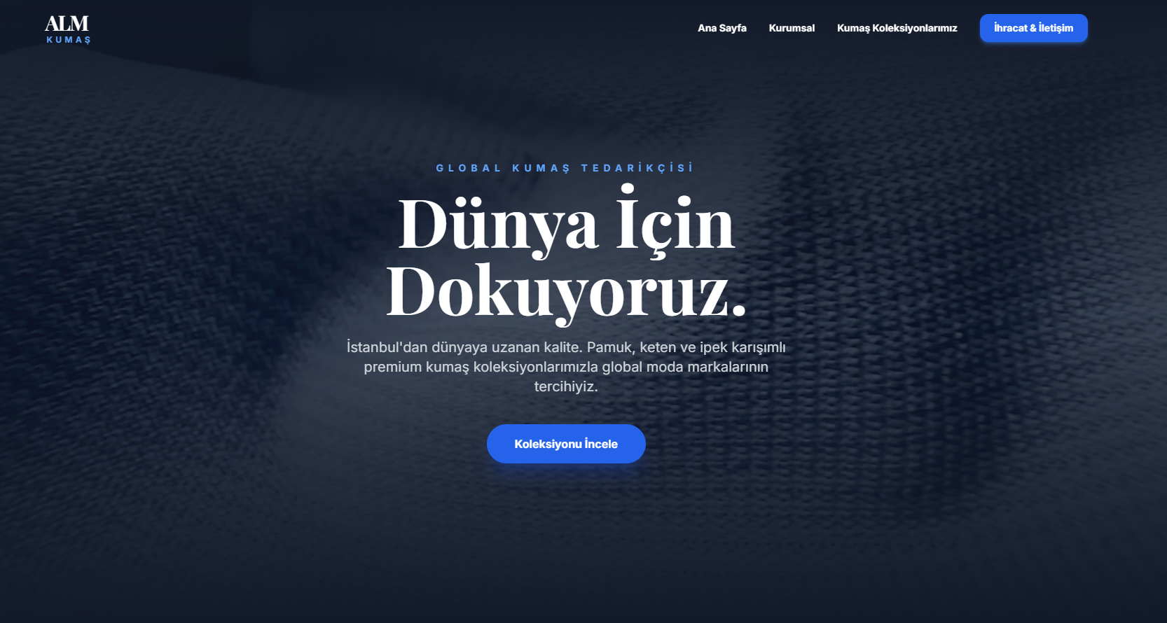 ALM Kumaş web sitesi önizlemesi