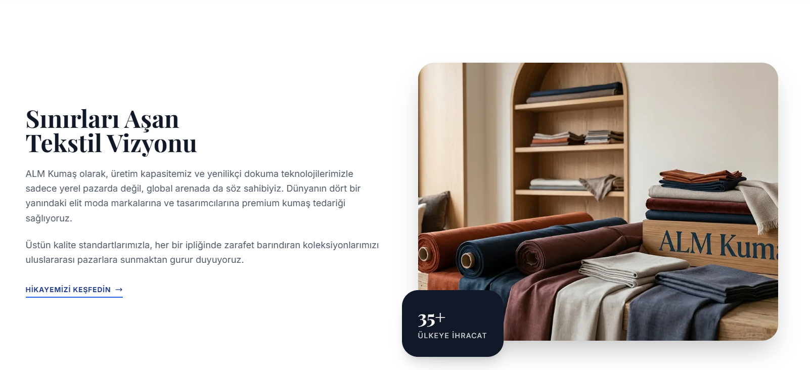 ALM Kumaş web sitesi önizlemesi