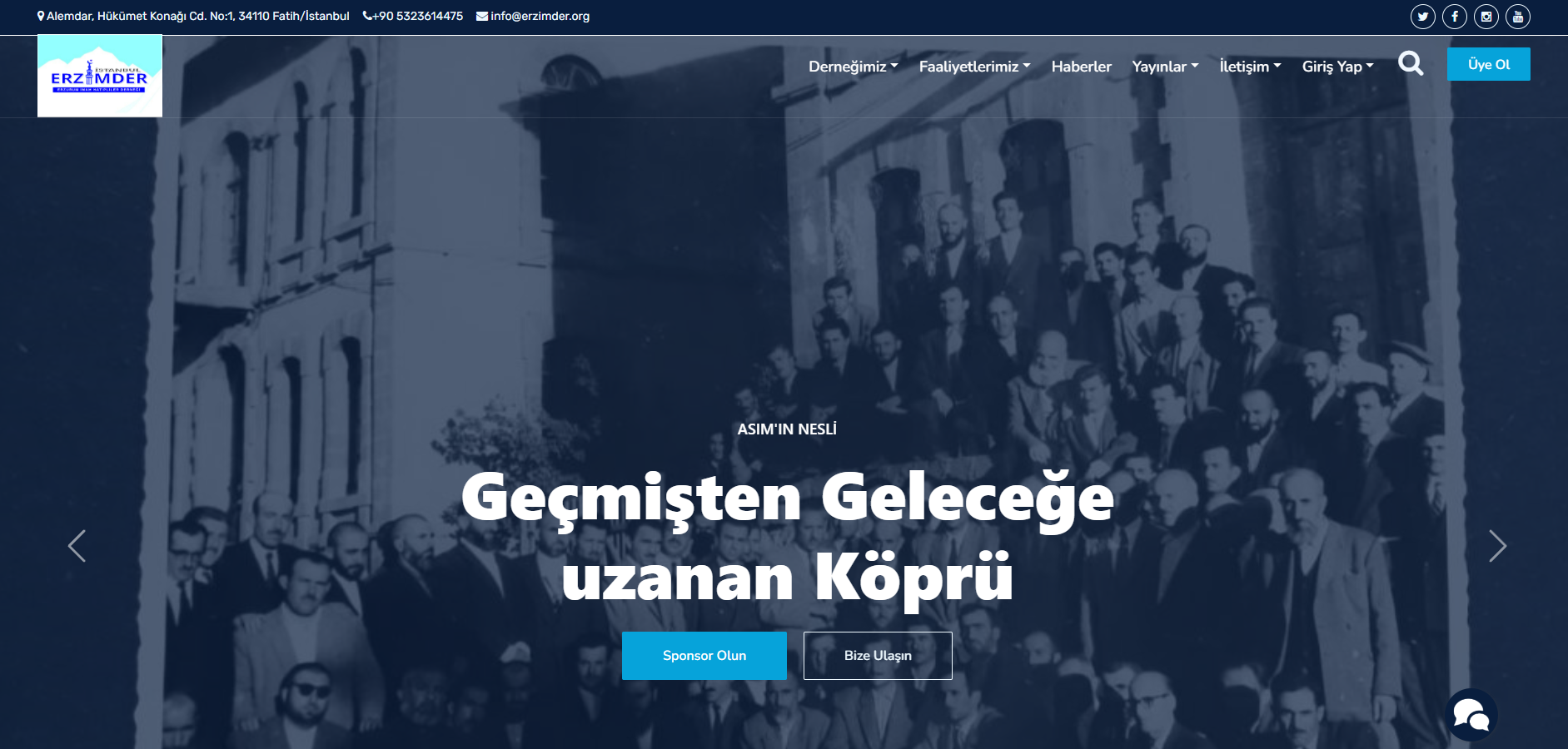 ERZİMDER İstanbul Şubesi masaüstü görünümü