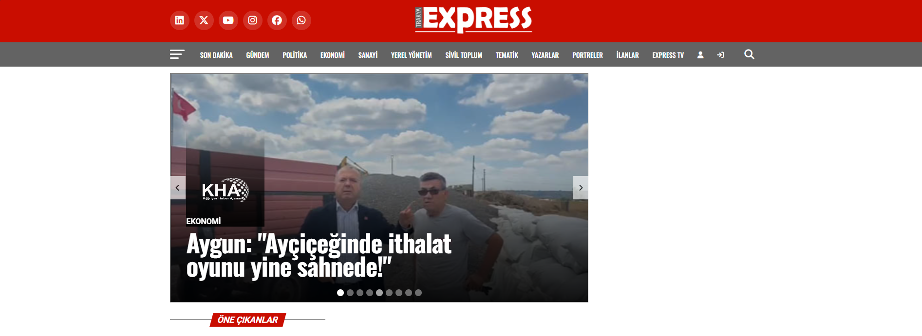 Trakya Ekspres Gazetesi masaüstü görünümü